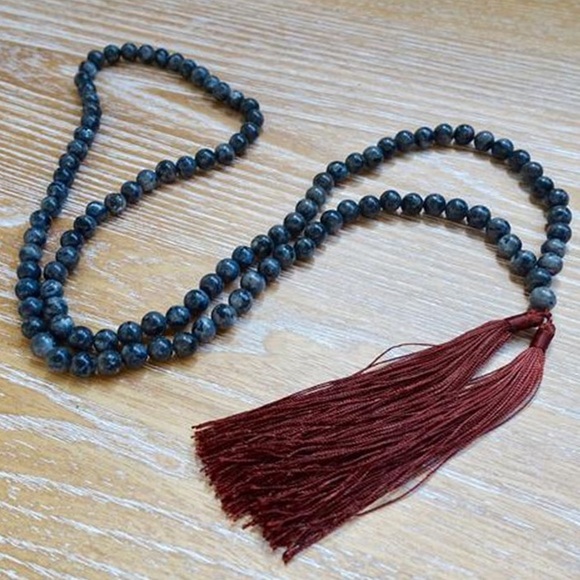 Long Black labradorite Meditation mala - Picture 3 of 4